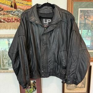Vintage 80s/90s RARE LP Uomo Collection Butter Soft Black Leather Jacket Size XL